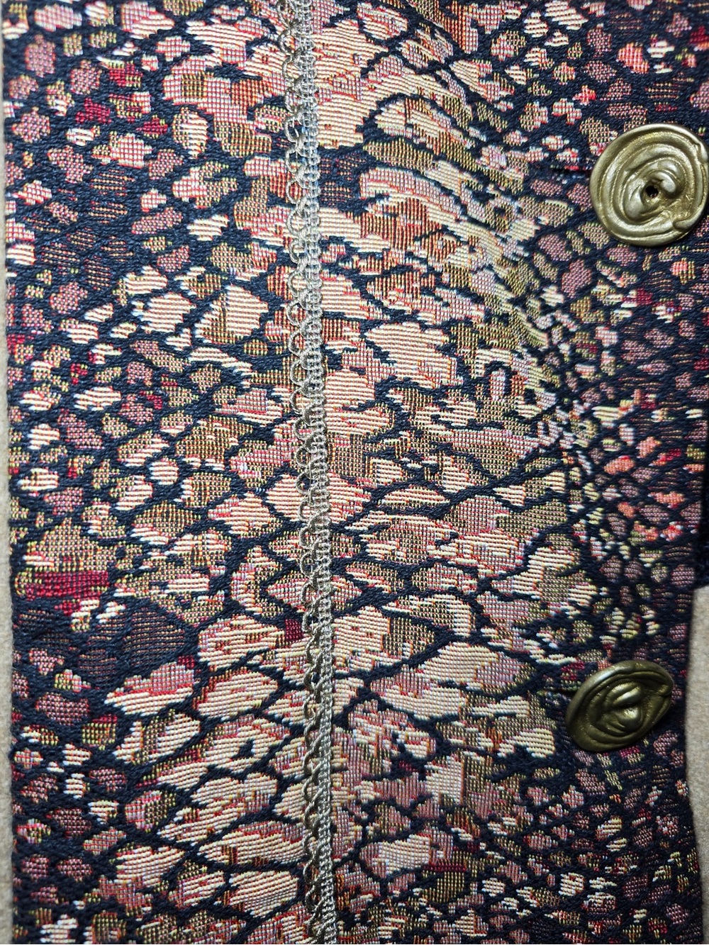 Allure Vintage Tapestry Patchwork Jacket Large NWT Embroidery Ribbon Tan Black - Picture 4 of 16